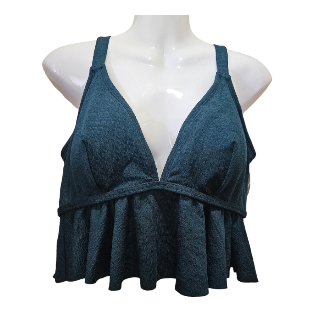 CUPSHE Swimwear Green Top Hook On Back Adjustable Shoulder Strap US 1X